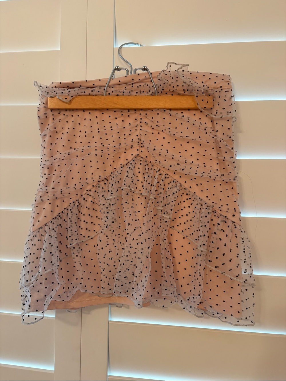 MAJORELLE Pink Polka Dot Layered Ruffle Mini Skirt